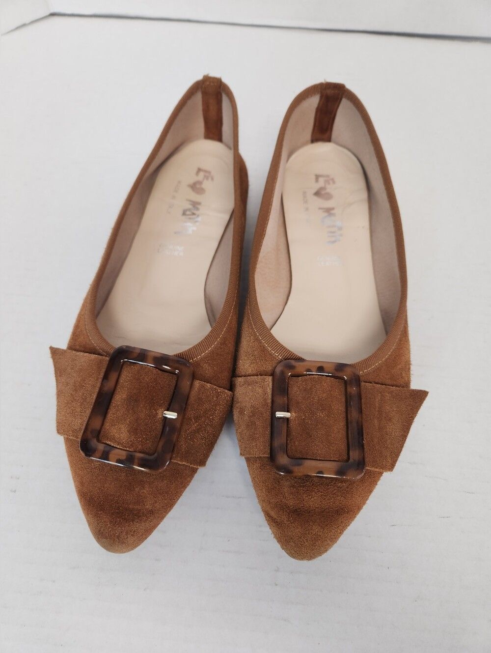 Le Matin Flats  Italian Leather Suede Brown Womens 40(US 9.5) Dark Academia